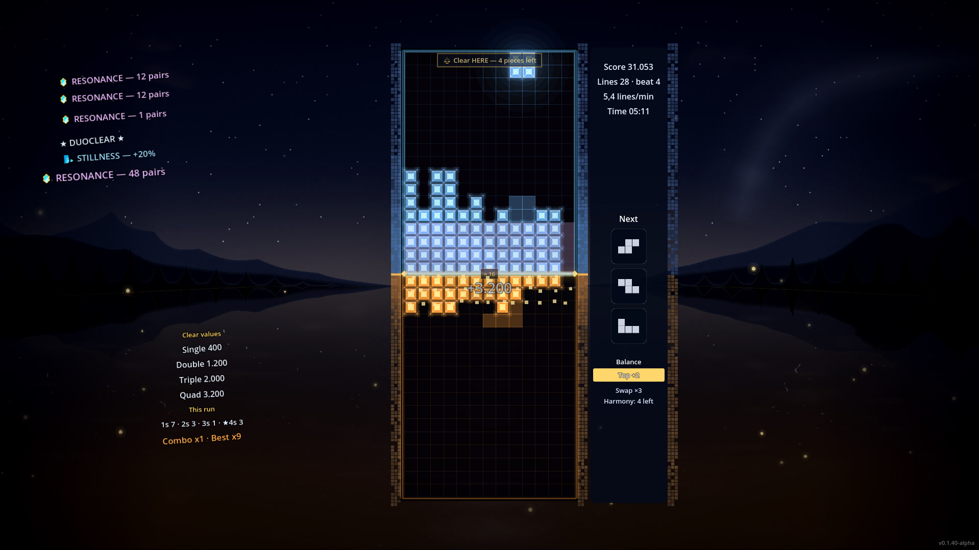 DuoFall: DUOCLEAR at night - Milky Way and constellations above the dual playfield